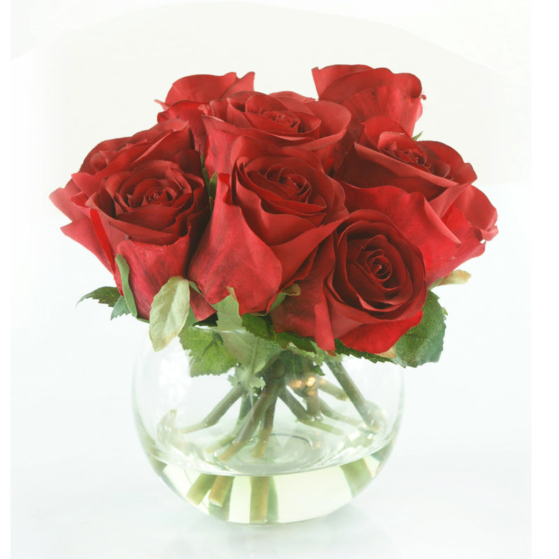 Gold Eagle USA Roses Floral Arrangements in Glass Vase Wayfair